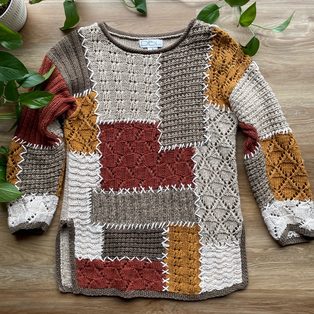 Women's Patchwork Sweater - Multicolor
